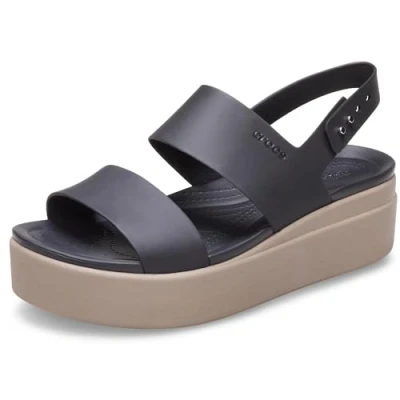 Afbeelding van Crocs Brooklyn lage wig Klomp dames,Zwart, Mushroom,37/38 EU