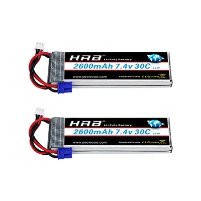 Afbeelding van HRB 2packs LiPo batterij 2600mAh 7.4V 30C 2S voor FPV hubsan h501s x4 Racing Quadcopters Diverse racewagens, helikopters, vliegtuigen en modelboten