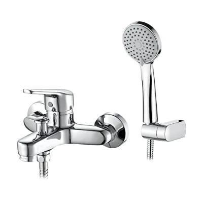 Afbeelding van Ibergrif M13050 Badkraan, Badkraanset Voor Wandmontage, Eenhands Badkraan,Chroom, Zilver