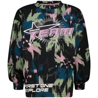 Afbeelding van Vingino sweater Jiena met all over print zwart/roze/blauw