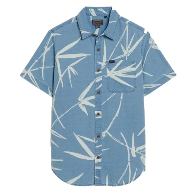 Afbeelding van Superdry Vintage LOOM Short Sleeve Overhemd, Heren, Maat: Medium, Heavy wash bamboo