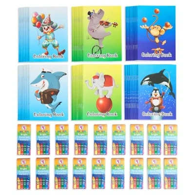 Afbeelding van THE TWIDDLERS 72 Mini Kleurboeken &amp; 18 Dozen Waskrijtjes (72 Stuks) voor Kinderen