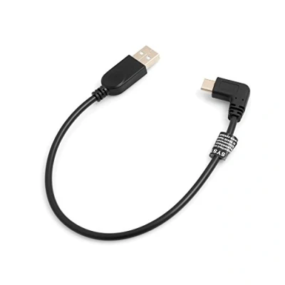 Afbeelding van System S USB 3.1 type C 90 haakse stekker naar 2.0 A datakabel oplaadkabel adapterkabel 27 cm