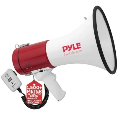 Afbeelding van Pyle Megafoon Luidspreker PA Bullhorn Draagbare met Sirene Luidsprekerhoorn 50 Watt Ideaal voor Voetbal, Honkbal, Cheerleading, Coaches of Veiligheidsoefeningen