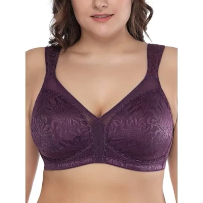 Afbeelding van Deyllo Minimizer BH met volledige cup voor dames, zonder beugel, grote maat BH, klassiek (Paars, 85D)