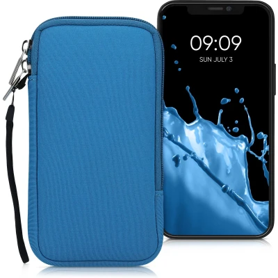 Afbeelding van kwmobile telefoontasje universeel geschikt voor XL 6,7/6,8&quot; smartphones 17,2 x 8,4 cm Hoesje met rits en polslusje In korenbloemenblauw