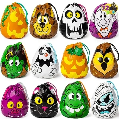 Afbeelding van JOYIN 72 stuks halloween zakjes voor goody string traktaties tassen, party gunsten, accessoires