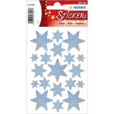 Afbeelding van 10x Herma Stickers ster 6 puntig, zilver, hologram
