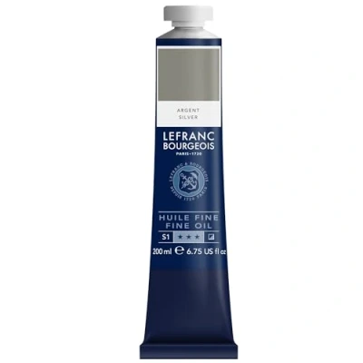 Afbeelding van Lefranc Bourgeois 301857 Fijne olieverf van uitstekende kwaliteit, lichtecht met een gelijkmatige consistentie, tube 200 ml, ideaal voor spieraammen, canvas, schilderbord Zilveren tint