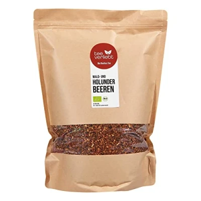 Afbeelding van FRUTEG Organisch Rooibos Tea Forest en Vlierbessen 1000 g Loser Red Bush Cafeïne gratis Fruitige bessen pittige roibusch 1 kg