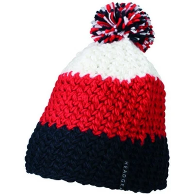 Afbeelding van Myrtle Beach Unisex Gehaakte Muts met Pompom (Navy/Rood)