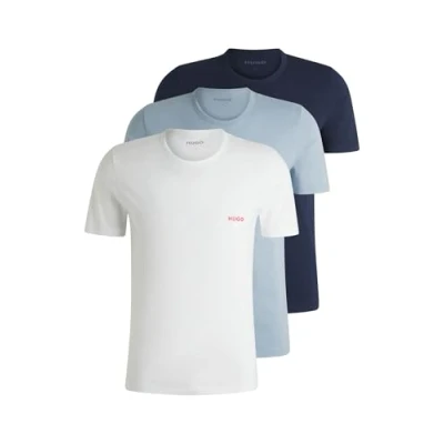 Afbeelding van HUGO BOSS heren T shirt met logo in 3 pack de kleur Blauw, maat: S