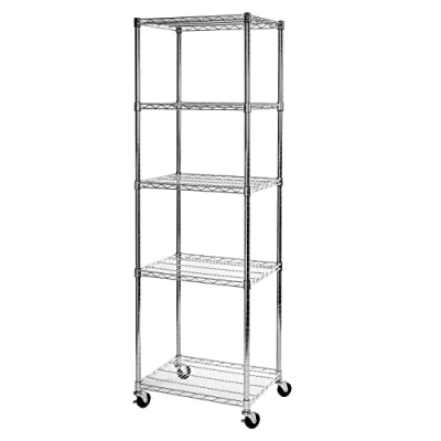 Afbeelding van Seville Classics Rek voor zware lasten met 5 planken en zwenkwielen, 61 x 45,7 182,8 cm (LxBxH), verchroomd