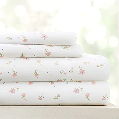 Afbeelding van Linen Market 3 delige eenpersoons beddengoedset (roze bloemen) slaap beter dan ooit met deze ultrazachte en verkoelende lakens voor je bed diepe zak 40 cm matras