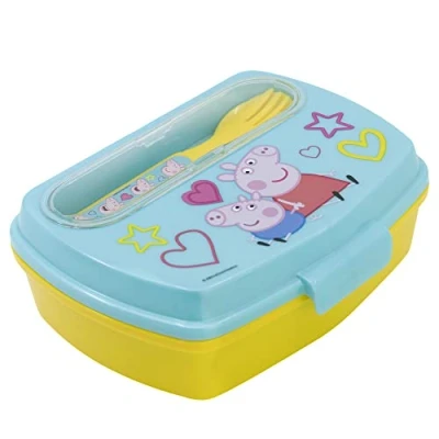 Afbeelding van Stor Rechthoekige lunchbox met Peppa Pig bestek, Lunchpakketten