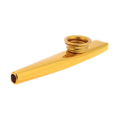 Afbeelding van Brensty Kazoo Aluminiumlegering metaal met 5 stuks geschenken fluit membraan voor kinderen muziekliefhebbers goud