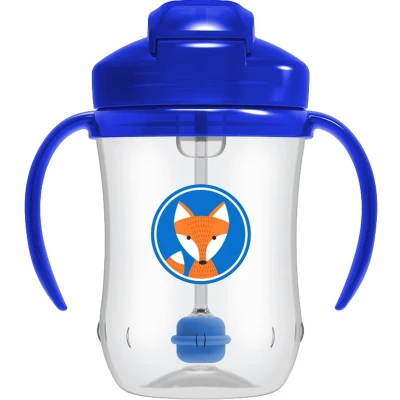 Afbeelding van Dr Brown&#039;s Blauw 270 ml Overgangsbeker met Rietje en Handvaten TC91012 INTL