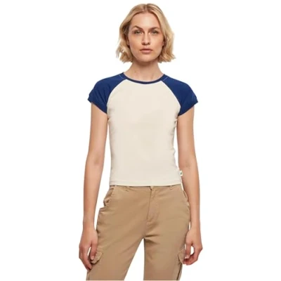 Afbeelding van Urban Classics Stretch Retro Baseball Tshirt print, Dames, Maat: 5XL, Whitesand spaceblue