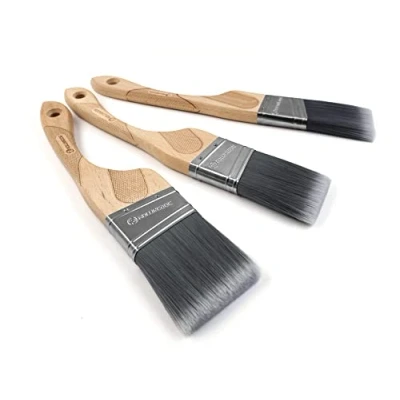Afbeelding van ROLLINGDOG 3 stuks Hoekige penselen Set Houten Handvat voor Muur, Plafond, Snijden in Schilderij (3,8 cm, 5,1 6,3 cm)