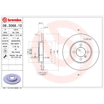 Afbeelding van Brembo Remschijf 08.3068.10