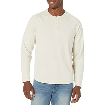 Afbeelding van Amazon Essentials Men&#039;s Henley shirt met normale pasvorm en lange mouwen (verkrijgbaar in grote maten), Havermout, S