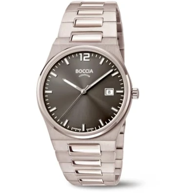 Afbeelding van Boccia 3661 02 Horloge titanium zilverkleurig grijs 39 mm