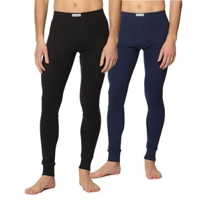 Afbeelding van Timone Heren Thermobroek Sport Sporbroek Lang Katoen TI TI30 127 2 pack Zwart/Marineblauw XXXL