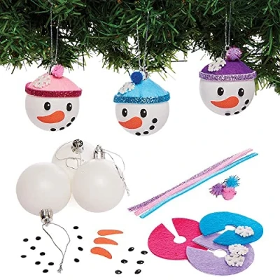 Afbeelding van Baker Ross FX290 Sneeuwpop Kerstbal sets Set van 6, Kinder Kerstboom Decoraties Kunst set, en Knutselen Kerst