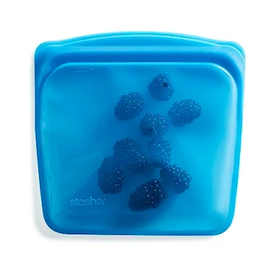 Afbeelding van Stasher Sandwichzak (bosbes) Herbruikbare diepvrieszakken voor reizen en voedselopslag Siliconen plastic voedselzakken 21cm x 20,3cm 1,3cm/440ml
