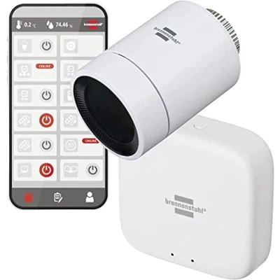 Afbeelding van Brennenstuhl Connect Zigbee slimme radiatorthermostaat startset (1x gateway GWY CZ 01, 1x HT verwarmingsregeling via app om elektriciteit te besparen)