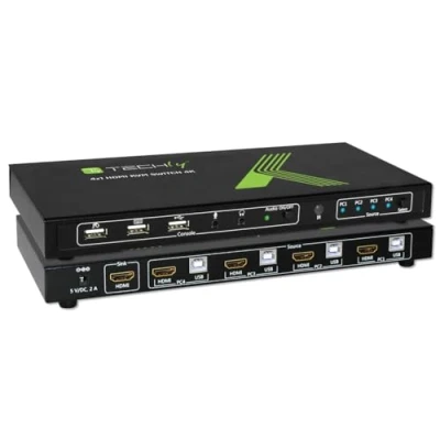 Afbeelding van Techly 4x1 USB HDMI KVM switch 4Kx2K IDATA HDMI4U Zwart