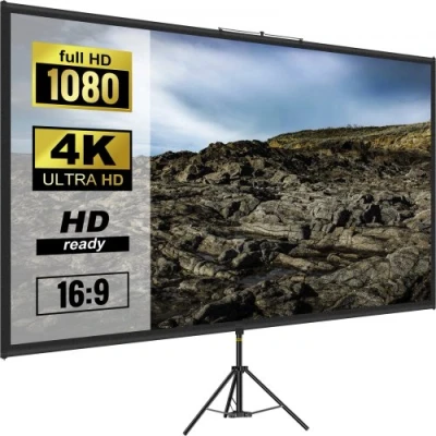 Afbeelding van VEVOR Projectiescherm Beamer Scherm 16:9 Projectorscherm 177,8 cm Projector Screen van Polyester en Aluminiumlegering Verstelbaar Aluminium Statief