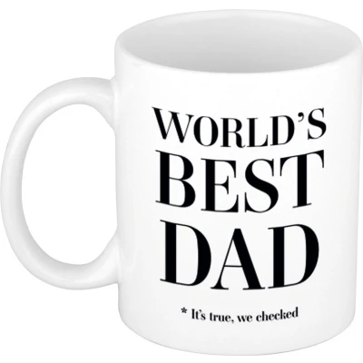 Afbeelding van Worlds best dad Cadeau koffiemok / theebeker wit 330 ml mokken Vaderdag feest