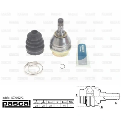 Afbeelding van Homokineet reparatie set, aandrijfas PASCAL G7X022PC