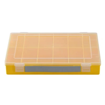 Afbeelding van hünersdorff PP Classic assortimentsdoos met 12 vakken, stabiele sorteerdoos voor schroeven en andere kleine onderdelen, vaste vakindeling, 22,5 x 33,5 5,5 cm, geel
