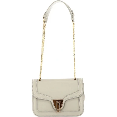 Afbeelding van COCCINELLE Leren Schoudertas Avondtas Marvin Twist Textured Handbag Gelso Beige
