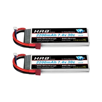 Afbeelding van HRB 2PCS 2S 7.4V 2200mAh 30C Lipo batterij met Deans T stekker voor RC Helicopter Vliegtuig Auto Boot Truck
