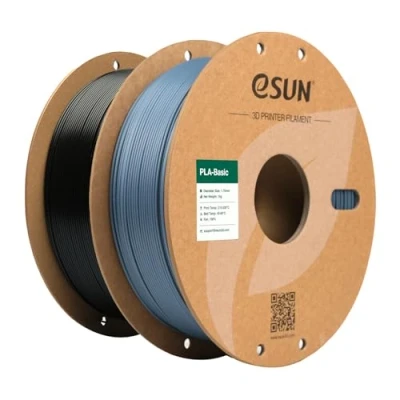Afbeelding van eSUN PLA filament 1.75mm, ePLA hoge snelheid 3D printer dimensionale nauwkeurigheid +/ 0.03mm, 1KG per spoel, 2 spoelen afdrukken filament, Grijs+Zwart