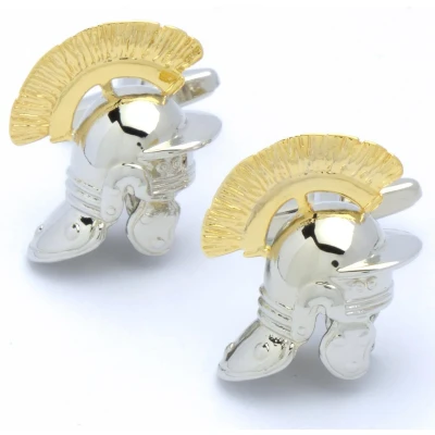 Afbeelding van Manchetknopen Romeinse Helm Zilver en Goud