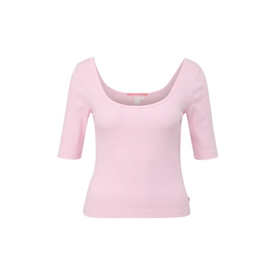 Afbeelding van QS MIT Tiefem Rundhalsausschnitt Tshirt basic, Dames, Maat: XL, Rosa