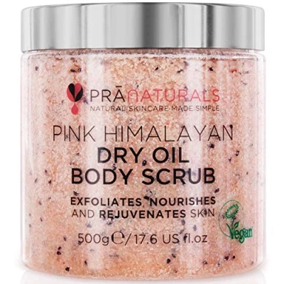Afbeelding van PraNaturals Roze Himalaya Zout Bodyscrub 500g, Van Nature Rijk aan Voedende Mineralen &amp; Vitamines, Verwijdert Dode Huidcellen, Verjongt de Huid, Voor Alle Huidtypes, Verrijkt met Natuurlijke Oliën