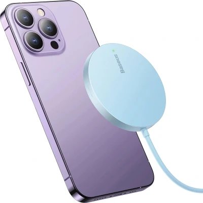 Afbeelding van Simple Mini3 Magnetic Wireless Charger 15W van Baseus Blauw Kunststof