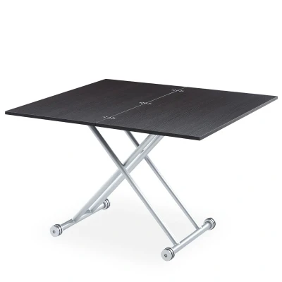 Afbeelding van Menzzo Carrera salontafel, opklapbaar, hout/roestvrij staal, 57/100 x 100/114,2 39/76,3 cm Hedendaagse Wengé