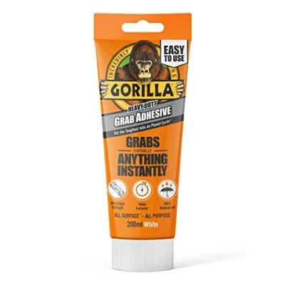 Afbeelding van Gorilla Heavy Duty White Grab Adhesive 200ml Tube All Purpose, Ultra Hoge Sterkte, Houdt Onmiddellijk, 100% Waterdicht &amp; Temperatuurbestendig