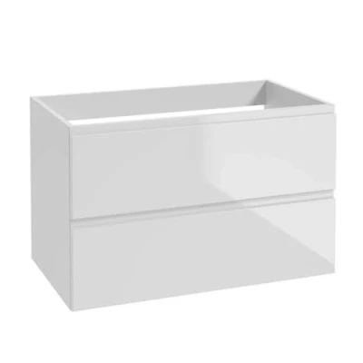 Afbeelding van Deftrans Wastafelonderkast hangend met laden wit 80 x 50 46 cm, wastafelonderkast, badkameronderkast, wastafel, wandkast zonder wastafelblad