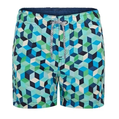 Afbeelding van Ript Performance Essentials Sneldrogende zwemshort met uv bescherming 50, blauwe geometrische print, 7 8 jaar