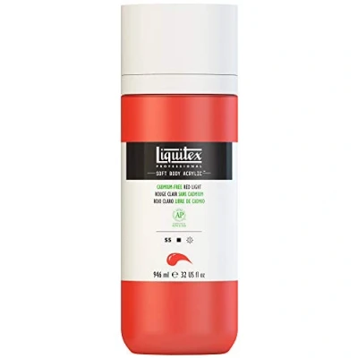 Afbeelding van Liquitex 1946893 Professionele Acrylverf Soft Body Artiestenverf in romig dekkende consistentie, hoge pigmentatie, lichtecht &amp; verouderingsbestendig, 946ml fles Cadmiumvrij Red Light