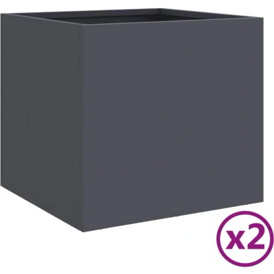 Afbeelding van Plantenbakken 2 st 32x30x29 cm koudgewalst staal antracietkleur