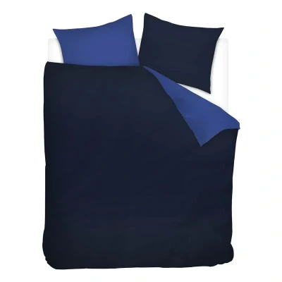 Afbeelding van Snoozing Two Tone Flanel Dekbedovertrek Tweepersoons 200x200/220 cm + 2 kussenslopen 60x70 Navy/Meermin