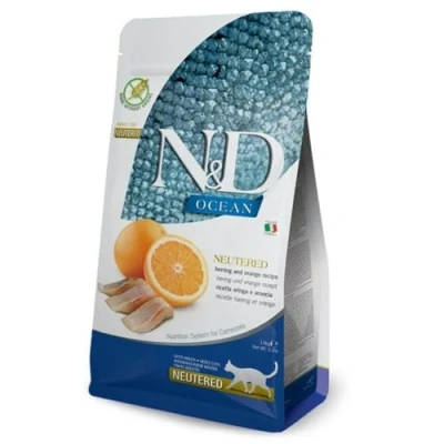 Afbeelding van N&amp;D Ocean voeding voor de gecastreerde kat Haring 300 gr.